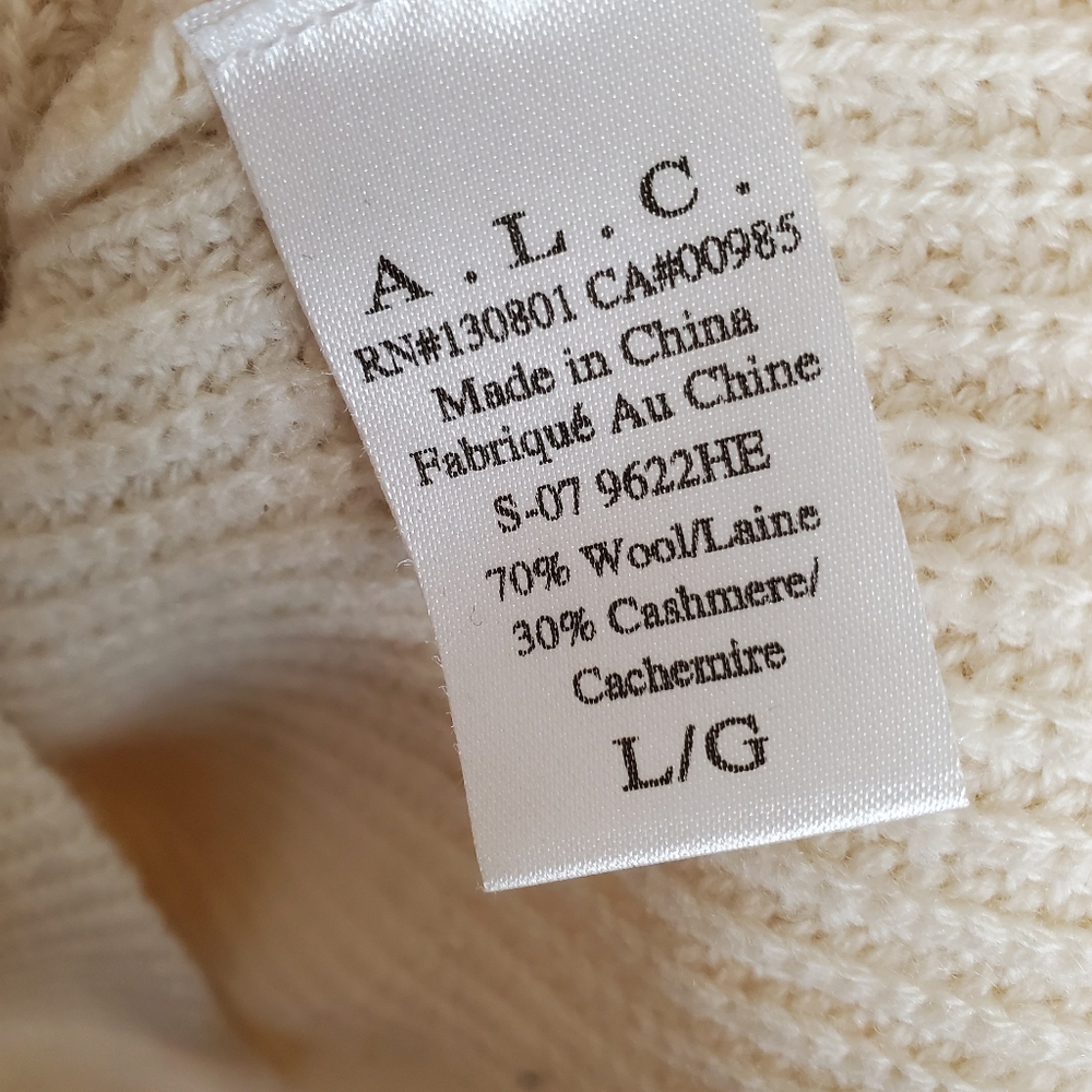 A.L.C Markell cashmere Wool blend Lace Up Sweater cream womens large #002 - Picture 6 of 10